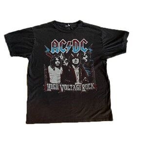 Vintage AC/DC Mens Graphic T Shirt Short Sleeve High Voltage Rock Band L